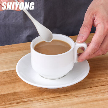 十咏 商用可定制陶瓷马克杯套装 酒店餐具咖啡杯垫勺牛奶杯水杯150ml 
