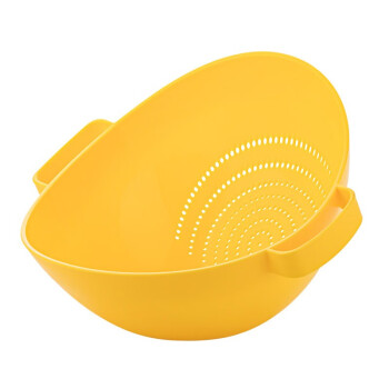 茶花双立筛厨房洗菜篮塑料沥水篮加厚洗水果盆A35002 黄色