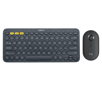 罗技（Logitech）轻音便携超薄键鼠套装 pebble+K380 多设备蓝牙键盘 手机笔记本平板iPad 黑色