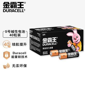金霸王(Duracell)5号电池40粒装碱性干电池五号 适用鼠标键盘相机血压计电子秤遥控器儿童玩具