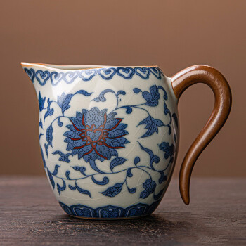 琦轩源青花汝窑公道杯茶具分茶器陶瓷茶杯单个茶海满花匀茶茶具配件用品