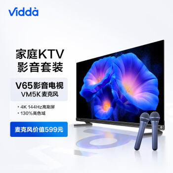 Vidda海信 65V5K+VM5K-T麦克风 家庭KTV娱乐体验套装 杜比音画 天籁K歌 专属电视K歌定制