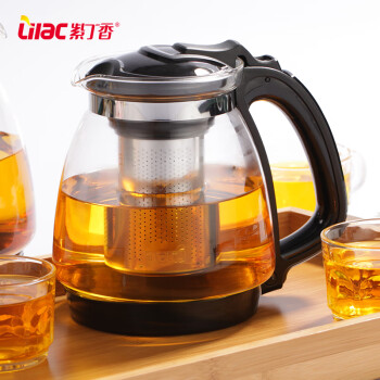 紫丁香 茶壶 玻璃泡茶壶防撞保护底加厚耐热茶具茶水壶杯子大容量泡茶器