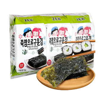 韩国原装进口  ZEK竹盐海苔 紫菜包饭寿司即食烤海苔 儿童零食必备5g*3包
