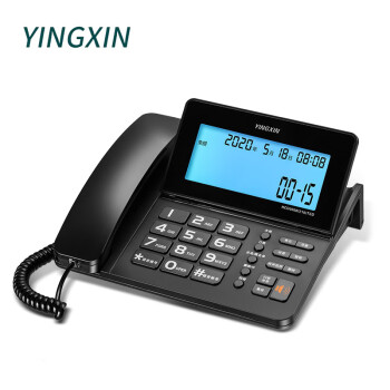 YINGXIN盈信 电话机 商务办公有线来电显示家用座机 免电池来电报号固定电话 218黑色