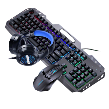 前行者（EWEADN）TK900机械键盘鼠标套装电竞游戏有线办公键鼠耳机三件套外接多功能旋钮  青轴蓝光外设