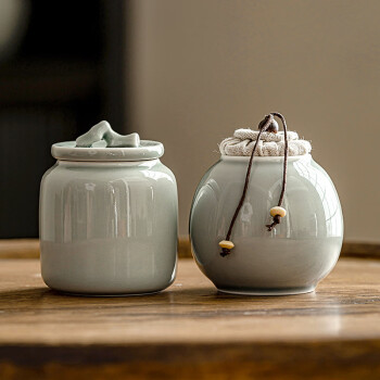 致年华（zhinianhua） 茶叶罐 创意草木冰灰釉陶瓷茶叶罐 密封储存茶叶罐 2个起购 DE