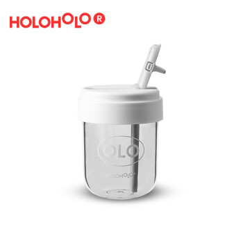 holoholo便携吸管杯 高颜值透明水杯男女成人儿童随行杯Tritan材质杯子咖啡杯礼物礼品 雪山白300ML