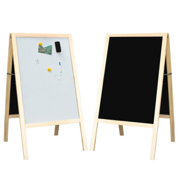 益美得 SH1411 A字型双面黑板 儿童画板教学办公家用黑板广告店铺用立式支架式白板 95*53cm 双面磁性黑白板