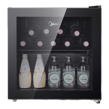 美的冰吧45升家用小型迷你冰吧 5-18度可调 红酒冷藏饮料柜单门透明玻璃 一级能效LC-45GMB