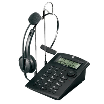 MOTOROLA 摩托罗拉 耳麦电话机座机 话务耳机 客服/呼叫中心商务头戴式 音频输出 HT330C(黑)