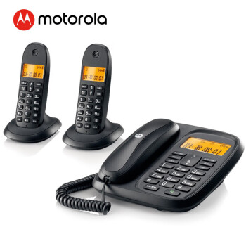 MOTOROLA摩托罗拉 数字无绳电话机 无线座机 子母机一拖二 办公家用 中文显示 双免提套装CL102C(黑色)RH.