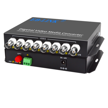 EB-LINK EB-RS-8V1D视频光端机8路纯视频+1路485反向数据数字模拟高清监控光纤延长器单模单芯FC接口