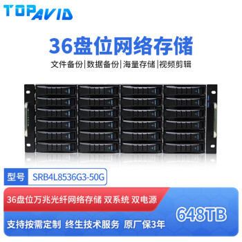 TOPAVID SRB4L8536G3 36盘 标配648TB企业级存储容量 50G万兆光纤磁盘阵列 网络存储 万兆网络磁盘阵列