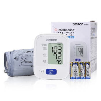 欧姆龙血压测量仪HEM-7121血压计+臂带+电池家用电子血压计机高精准上臂式中老年全自动