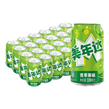 百事可乐 美年达 Mirinda 青苹果 汽水 碳酸饮料 330ml*24听 百事出品 