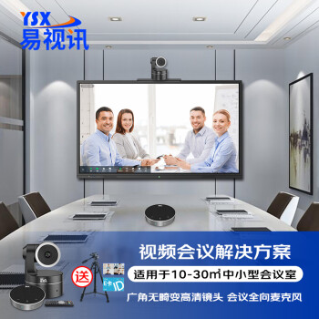 易视讯 小型视频会议室解决方案 适用于10-30㎡(全向麦克风+广角定焦摄像头系统设备)YSX-C16