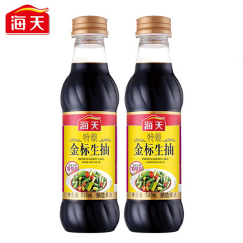 海天 酱油特级金标生抽500ml*2瓶 凉抖菜蘸料提鲜 精选优质黄豆酿造酱油 特级金标生抽 中华老字号