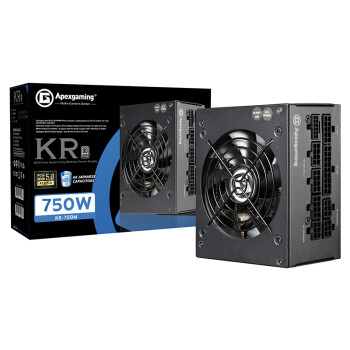 艾湃电竞（Apexgaming）KR-750M 额定750W ATX3.0 PCI-E5.0 白金牌 全模 SFX 黑色 全日系 智能启停