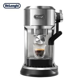 德龙（Delonghi）咖啡机 半自动咖啡机 意式浓缩 家用泵压式 纤巧机身 手自一体奶泡系统 EC950.M 银色
