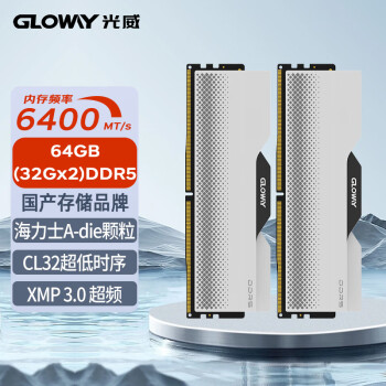 光威（Gloway）64GB(32GBx2)套装 DDR5 6400 台式机内存条 龙武系列 海力士A-die颗粒 CL32 助力AI