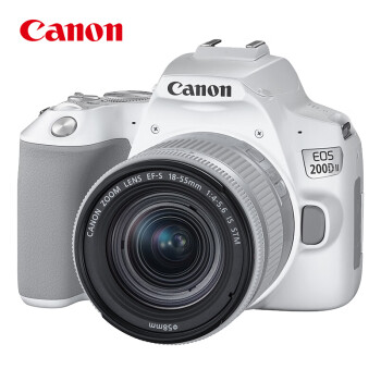佳能（Canon）EOS 200D II 二代 单反相机 18-55mm套机 白色 Vlog拍摄 (含256G卡+包+卡色金环+备电+三脚架)
