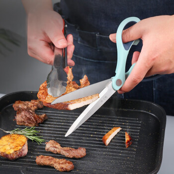 张小泉剪刀 不锈钢厨房剪双色烤肉剪 家用多功能剪子海鲜剪强力多功能剪
