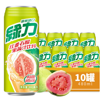 绿力中国台湾红番石榴汁480ml*10罐装 大罐装果蔬汁饮料 聚餐宴会野炊饮品 聚会送礼