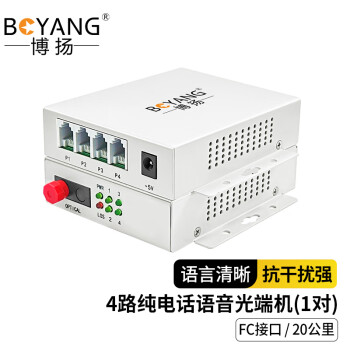 博扬（BOYANG）电话光端机4路纯电话语音 对讲音频 光纤传输 FC接口 1对 BY-4P