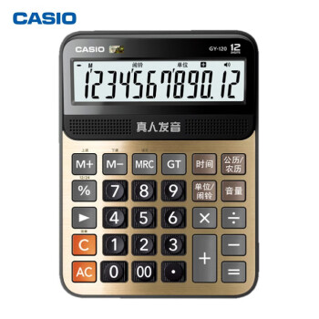 卡西欧（CASIO）商务办公用会计财务计算机语音计算器-大号-蟠龙金 GY-120-GD