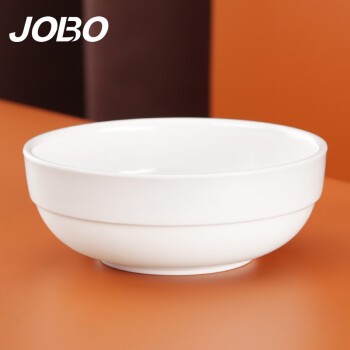 巨博（JOBO）商用密胺米饭碗韩式碗5.5英寸14cm 汤碗粥碗白色1个装5个起售