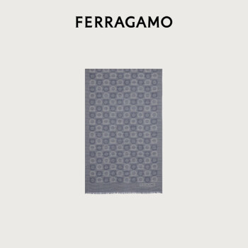 菲拉格慕（Ferragamo）男士蓝色Gancini图案围巾 0770214