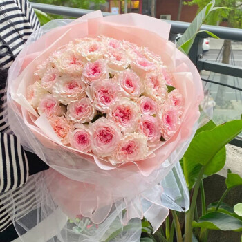 京东鲜花七夕鲜花同城配送33朵粉玫瑰花束生日礼物告白送女友老婆