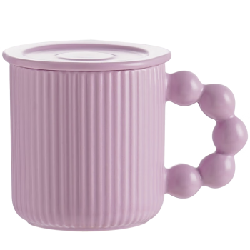 JEKO&JEKO陶瓷马克杯咖啡杯早餐杯喝水杯子马卡龙风 珠珠杯 340mL紫色