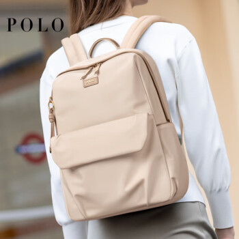 POLO双肩包女休闲背包可放14英寸笔记本电脑包学生书包旅行出差通勤包