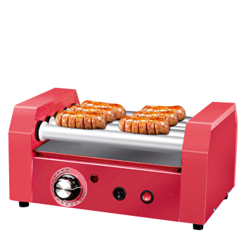 乐创（lecon）烤肠机商用热狗机家用小吃店全自动台式烤火腿肠机5管（红色）LC-5