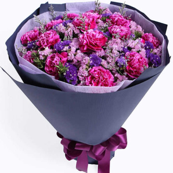 花礼 鲜花同城配送速递康乃馨花束生日礼物送妈妈母亲长辈紫为你动馨
