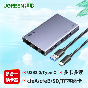 绿联（UGREEN）USB/Type-C高速读卡器 支持索尼佳能cfeA/cfeB/SD/TF卡手机无人机 适用CFexpressA/B内存卡 15583