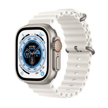 Apple/苹果 Watch Ultra 智能手表 GPS + 蜂窝款 49毫米 钛金属表壳白色海洋表带 eSIM MNHM3CH/A