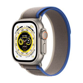 Apple/苹果 Watch Ultra 智能手表GPS+蜂窝款 49毫米钛金属表壳蓝配灰色野径回环式表带M/L MQFF3CH/A