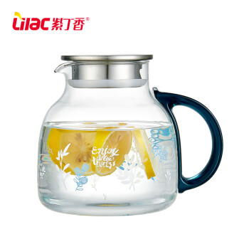 紫丁香 凉水壶带把家用冷水壶玻璃耐热花茶果汁壶凉白开大容量茶具