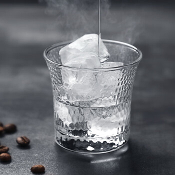 Hero日式锤纹杯透明玻璃咖啡杯耐高温茶杯防滑水杯手冲咖啡杯200ml（单只）