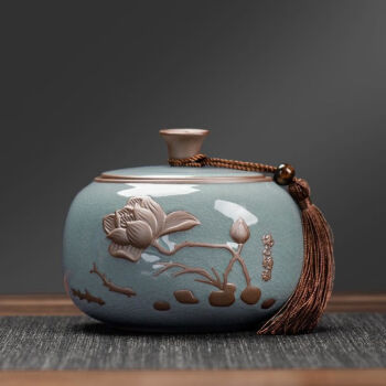 浅钰哥窑陶瓷茶叶罐密封罐大小号家用茶叶储存罐中式茶叶盒存茶罐