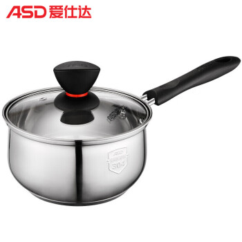 爱仕达（ASD）汤锅C1916 家用304不锈钢奶锅16cm热奶煮面煮粥可视锅盖C1916