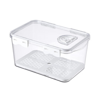 亚墨计时冰箱收纳盒透明带盖密封防尘冷藏保鲜盒 沥水板大号透明