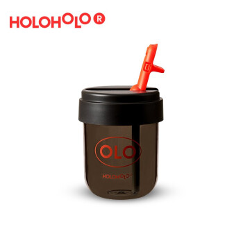 holoholo便携吸管杯 高颜值透明水杯男女成人儿童随行杯Tritan材质杯子咖啡杯礼物礼品 水泥灰300ML
