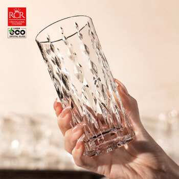 RCR无铅水晶玻璃杯 进口水杯高颜值泡茶杯家用客厅水杯杯架350ml*6