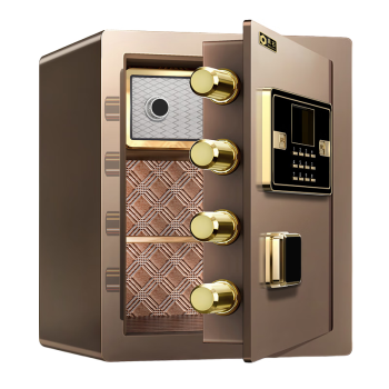 黑石高45cm保险柜小型保险箱办公保管箱 电子密码咖金色