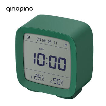 青萍（Qingping）蓝牙闹钟支持米家智能温湿度监测多功能背光床头桌面学生 森林绿CGD1