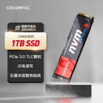 七彩虹(Colorful) 1TB SSD固态硬盘 M.2接口(NVMe协议) CN600系列 TLC颗粒PCIe 3.0 x4